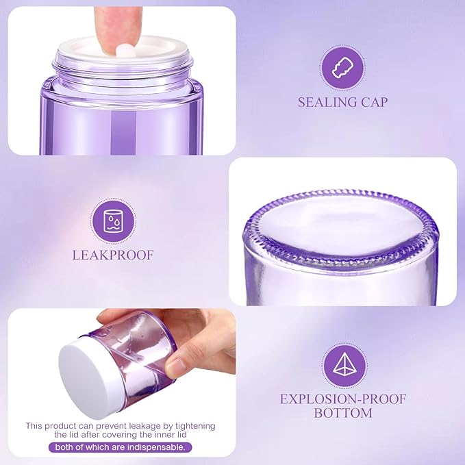 Norme 24 Pcs 4 oz Glass Jars with Lids Leakproof Round Airtight Empty Cosmetic Jars with Inner Liners Lid for Storing Lotions Powder Ointments Candle Making Tins (Light Purple)