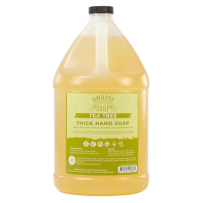 Adams Handmade Soap Thick Organic Castile Liquid Hand Soap 1 Gallon Refill - Tea Tree