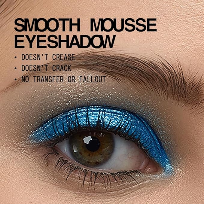 About-face Fractal Glitter Eye Paint Above Santorini – Smudge-Proof, Long-Lasting Liquid Eyeshadow – Intense Sparkle with Mousse Texture – Vegan, Cruelty-Free – 0.13oz (Sapphire)