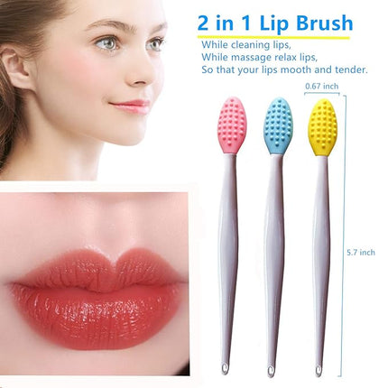 Lip Scrub Brush,Lip Scrubber Exfoliator,Double-Sided Silicone Lip Exfoliating Tool for Men Women Lip Lightening,Lip Exfoliator Scrubber Tool for Dark Lips (8 PCS)