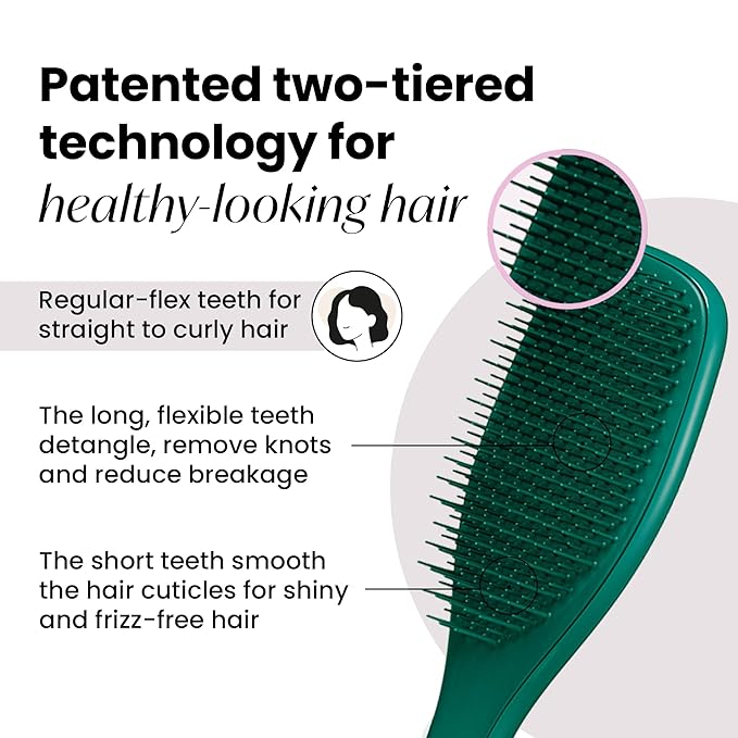 Tangle Teezer Ultimate Detangler Brush for Wet & Dry Hair, Eliminates Knots & Reduces Breakage for All Hair Types, Amazon Exclusive Emerald Green