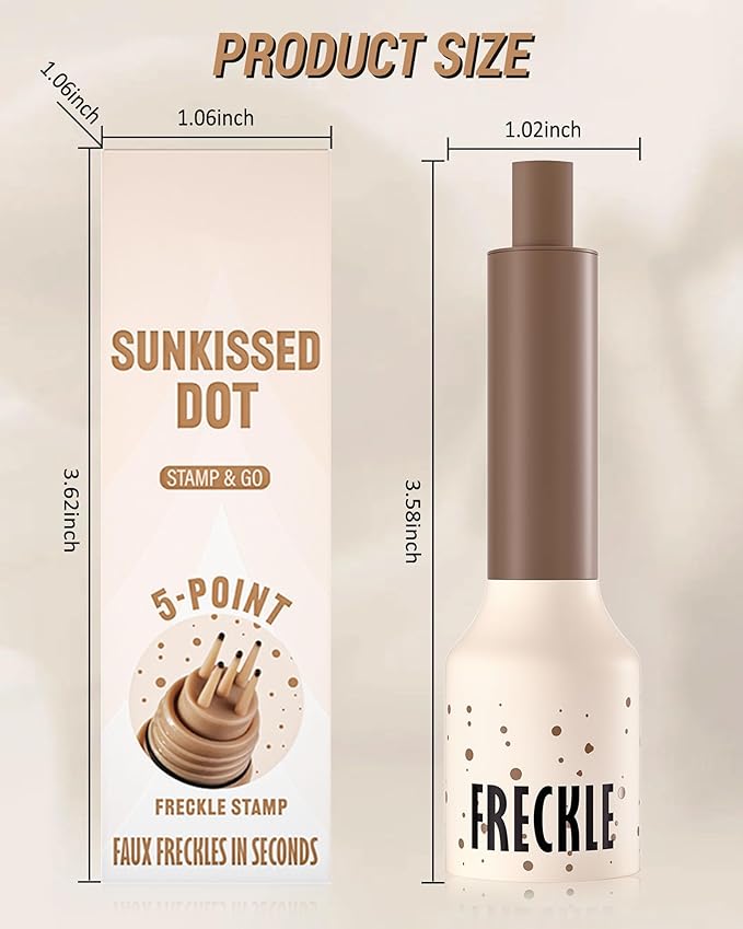 Freckle Stamp Cushion, Vivid Natural Faux Freckles Pen, Long Lasting Waterproof Quick Dry Lifelike Fake Freckle Stamp Pencil, Get Sun-kissed Stars Makeup in One Press, Makeup Gift for Women Girl-03