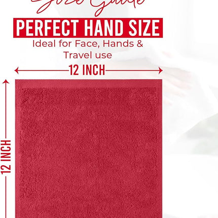 DAN RIVER 24 Pack Wash Cloths for Showering [12x12] - 100% Cotton Washcloths Premium Quality Flannel Face Cloths for Bathroom, Highly Absorbent and Soft Feel Wash Clothes, Red and Green