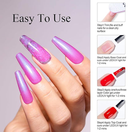 Imtiti Aurora Mermaid Purple Blue Gel Nail Polish, 0.5fl.oz Pearl Shimmer Glitter Shell Soak Off U V Gel Nail Polish for DIY Nail Art Manicure 1Pcs