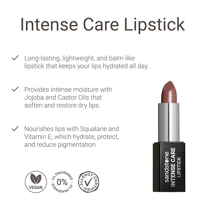Intense Care Lipstick - a hypoallergenic, gluten free, caring formula, with active and moisturizing ingredients. (45 Hazel, 3,5 g)