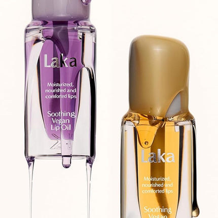 Laka Soothing Vegan Lip Oil, 4.5g/0.15oz., Nourishing Formula with Jojoba Seed Oil for Healthy Lips, Cracked and Chapped Lips, Vegan, K-Beauty (#Calming Purple)