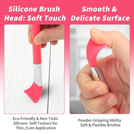 LORMAY 7 Pcs Silicone Brush Applicator Kit for UV Resin Epoxy Art Crafting and Cream Makeup Products (Red)