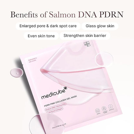 medicube Salmon DNA PDRN pink collagen jelly gel mask | overnight face mask for glass glow skin- elasticity, hydrating, firming and moisturizing | korean skincare, 28g, 1ea