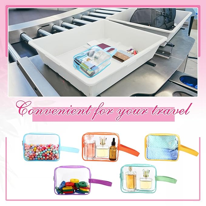 Silkfly Clear Toiletry Bag PVC Travel Cosmetic Bag with Handle Strap Makeup Pouch with Zipper Summer Vacation Salon Graduation Gift End of the Year Gifts(Vibrant Color,24 Pack)