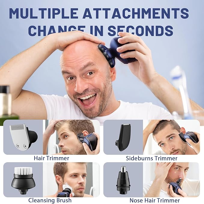 Head Shavers for Bald Men: 5-in-1 Electric Razor - Waterproof Wet Dry Shaving - Professional Grooming Kit for Balder - Rechargeable Head Shavers for Face/Beard