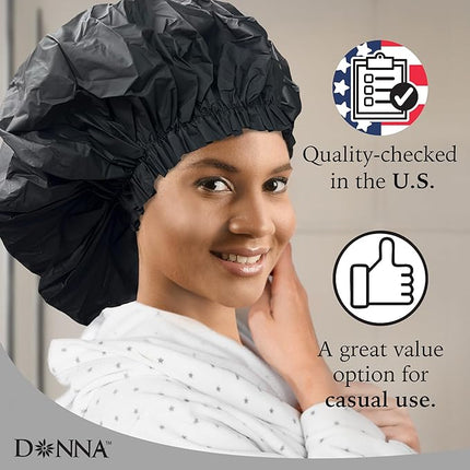 DONNA Super Jumbo Shower Cap – Comfortable Elastic Band, 100% Waterproof Hair Cap for Long Hair, Braids & Thick Styles, Reusable Big Shower Cap for Women, Keeps Hair Dry & Protected, NAVY
