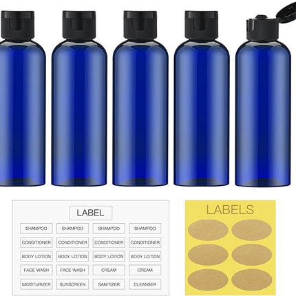 LISAPACK 3.4 oz Travel Bottles for Toiletries, Plastic Travel Size Containers for Shampoo Conditioner TSA Approved, Empty Small Squeeze for Lotion, Leak Proof Mini Liquid Tube for Refillable Blue