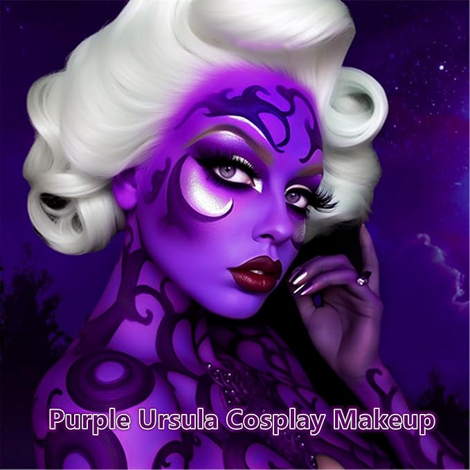 Go Ho Purple Face Paint Stick,Water Based Cream Purple Body Paint Washable,Highly Pigmented,Smooth and Safe for Skin,Halloween Costumes Cosplay SFX Ursula Witch Makeup