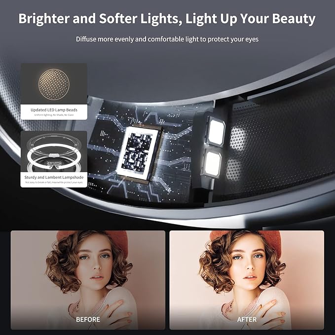 AMIRO 9" Lighted Makeup Mirror with Smart Sensor & Touch-Control, 3 Colors & 6 Brightness, Rechargeable & Cordless, Memory Function, Free Rotation, Gift for Woman - White
