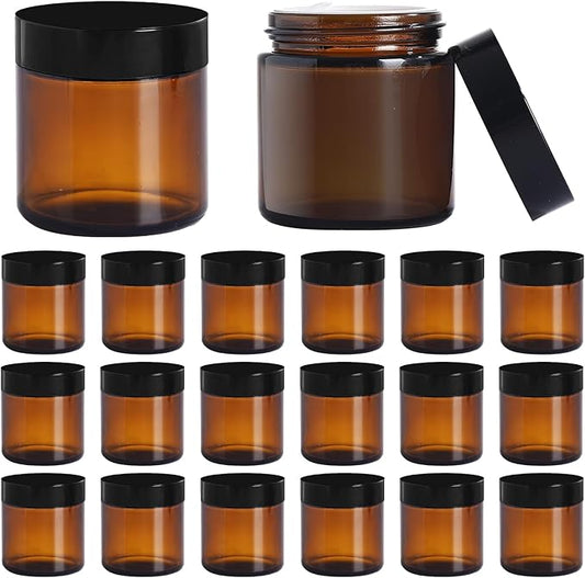 4OZ Amber Glass Jars with lids, 36 Pack Empty Cosmetic Jars, Refillable Airtight Wide Mouth Container for DIY, Sample, Cream, Lotion, Candle Making, Powder, Cosmetic