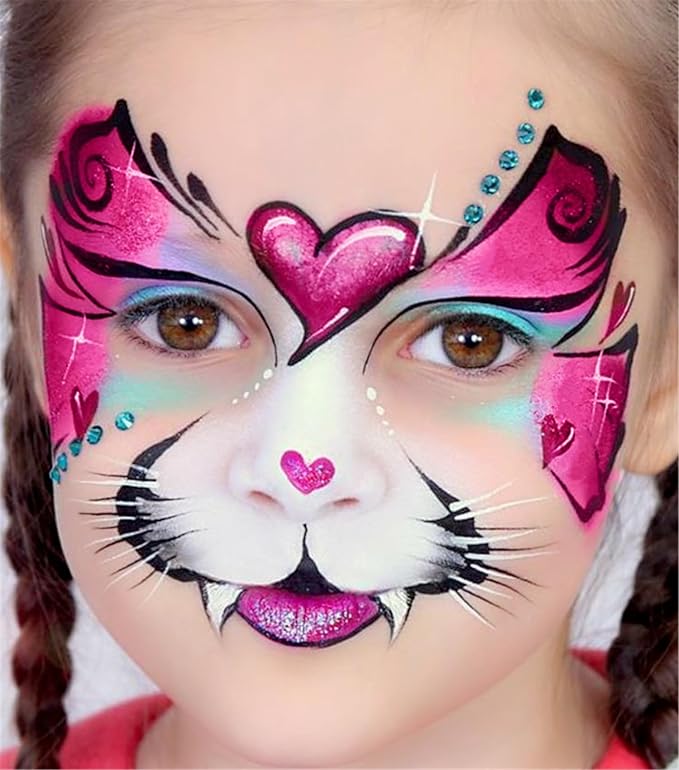 Go Ho Hot Pink Body Paint Washable(2.37oz/pc),Water Based Cream Hot Pink Face Paint,Pink Face Body Paint for SFX Cosplay Costumes Festivals Halloween Makeup