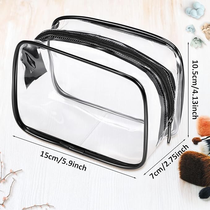 Weewooday 12 Pieces Clear Makeup Bags Cosmetic Storage Bags PVC Zipper Pouches Travel Waterproof Makeup Plastic Case for Women Organizing Toiletries Traveling Bathroom(Small,Black)