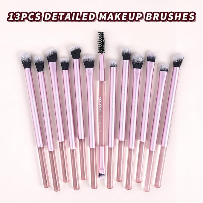 MAANGE 20 Pcs Makeup Brushes with Gift Box, Double-End Multi-functional Makeup Brushes for Blending Liquid Powder Concealer Cream Blush Buffe,Pink