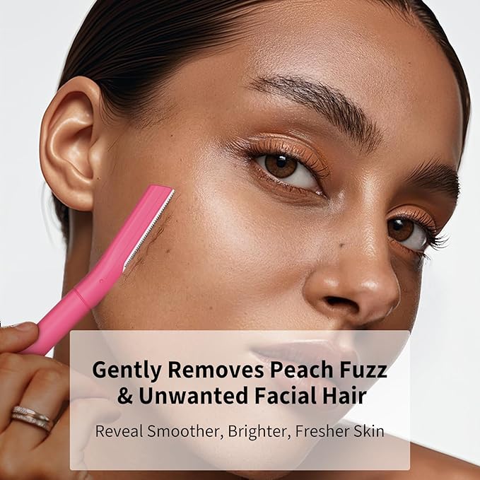 Face Razors for Women, Dermaplane Razor for Women Face, Eyebrow Razor, Dermaplaning Tool, Gentle Skin Exfoliation Microblades for Sensitive Skin, Peach Fuzz Remover