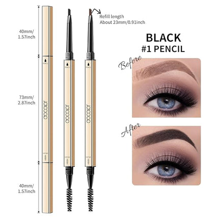 Docolor Makeup Micro Brow Pencil, Definer Eyebrow Pencils for Women Dual-Sided Ultra-Fine Microblading Eyebrow Pencil (Soft Brown and Black,2 Count)