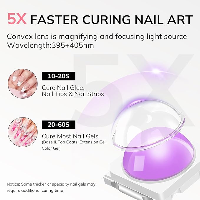 Lavinda Handheld UV Light for Gel Nails, Mini Nail Lamp, Portable Cordless Rechargeable UV Led Nail Lamp Nail Dryer for Fast Curing Gel Polish USB Flashlight for Home DIY Manicure