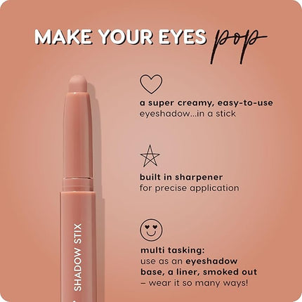 ColourPop Shadow Stix - Cream Eyeshadow Stick with Long-Lasting Color - Multi-Use Cream Makeup with a Built-In Sharpener & Precise Tip for Easy Application - Bare With Me (0.05 oz)
