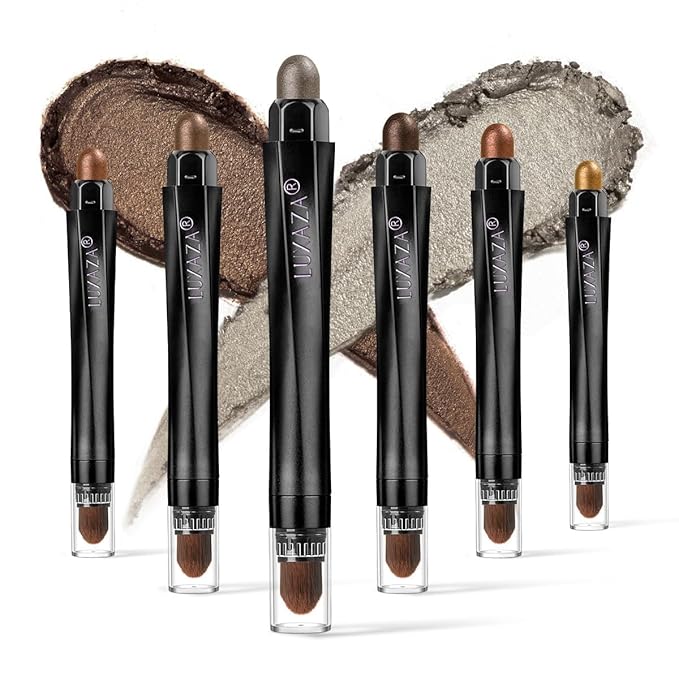 6PCS Eyeshadow Stick Makeup Sets, Brown and Grey Eyeshadow Pen,Metallic And Matte Shimmer Eye Shadow Pencil Crayon, B08-Brown Sugar
