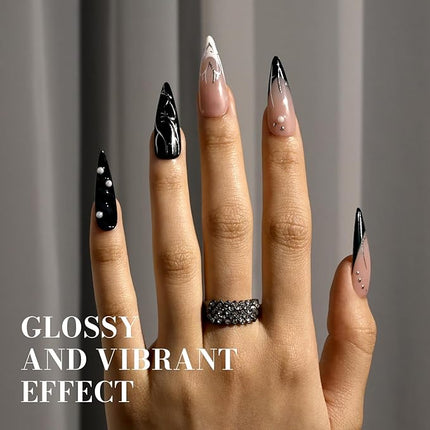 MelodySusie Black Gel Nail Polish, 0.5 Fl Oz Blackish Green Gel Polish Soak Off UV LED Nail Lamp Black Green Gel Polish Christmas Gift for Women Nail Art Starter Manicure Salon DIY At Home-517-A2001