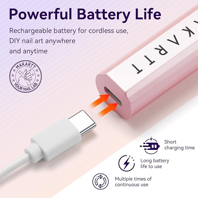 Makartt Handheld UV Light for Gel Nails - Portable Mini UV LED Nail Lamp Lumière Nail Dryer Fast Drying for Curing Nail Art Polish Rechargeable USB Nail Light with LCD 2 Timer for DIY Salon (Pink)