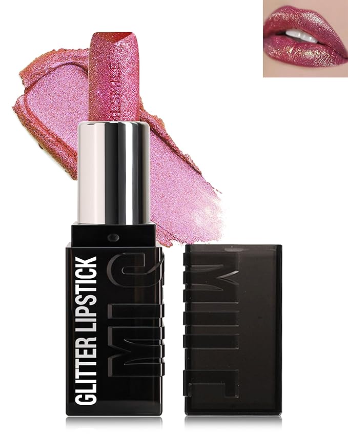 Diamond Glitter Matte Lipstick, Long Lasting Waterproof Ruby Red Metallic Sparkling High Pigment Non-Stick Lip Tint Lip Gloss,Full-coverage Lipgloss, Halloween Lip Makeup Gift for Women Girl-04