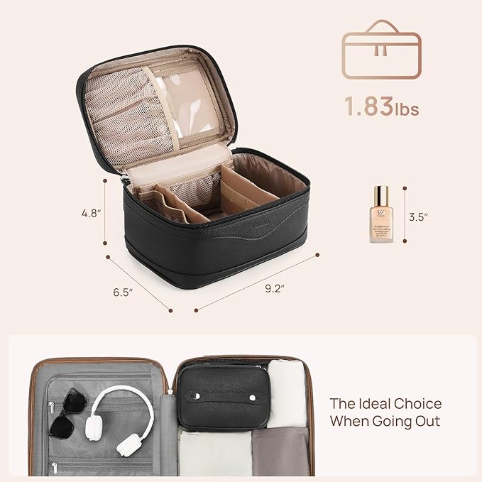 Telena Large Makeup Bag, Travel Toiletry Bag for Women, Vegan Leather Makeup Organizer Case Cosmetic Bag for Travel Essentials