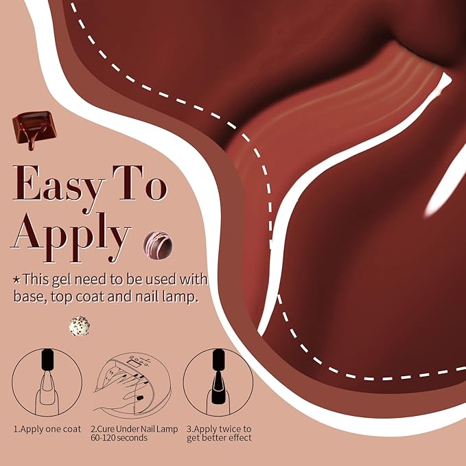 Born Pretty Fall Winter Gel Nail Polish Burgundy Wine Red Caramel Brown Coffee Autumn Gel Polish Set Gel Nail Kit Christmas Gift Nail Art Manicure Collection 6PCS 7ML