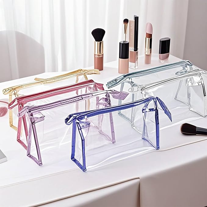 18 Pcs Portable Clear Makeup Bags with Handle, Transparent Waterproof Toiletry Bag, Travel PVC Cosmetic Bags Pouch, Pencil Cases, Stationary Organizer