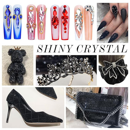 1440Pcs Black Crystal Rhinestones,Glass Flatback Rhinestones Gemstones Small for Nail Face Makeup Art Crafts Clothes Decoration - (SS4,1.6mm,Black)