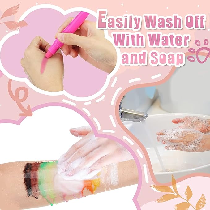 Beesjuy Face Painting Kits for Kids,12 Color Water Based Face Paint Kit, Washable Kids Body Paint for Makeup, for Birthday, Halloween, Thanksgiving Day, Cosplay Makeup, Gifts for Kids/Children