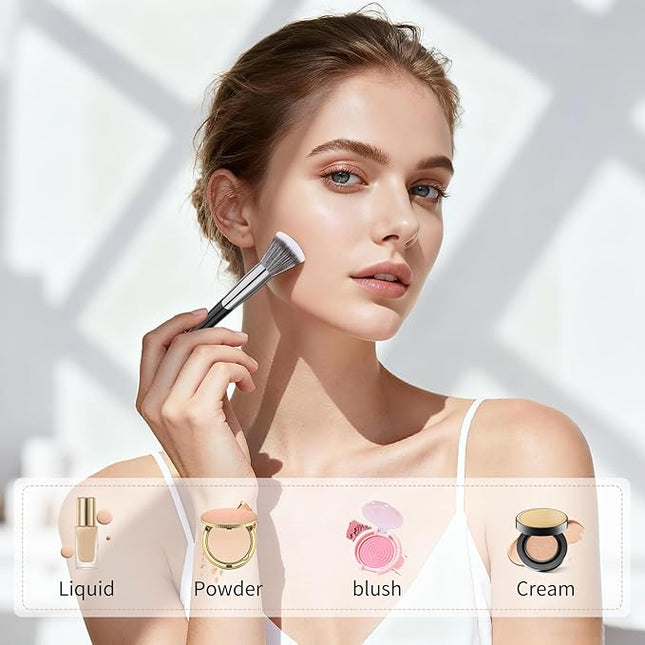 DUcare Stippling Blush Brush, Cheek Brush, Professional Brush for Blush, Bronzer & Foundation, Duo-Fiber Makeup Brush for Liquid, Cream, Putty & Powder(V07)