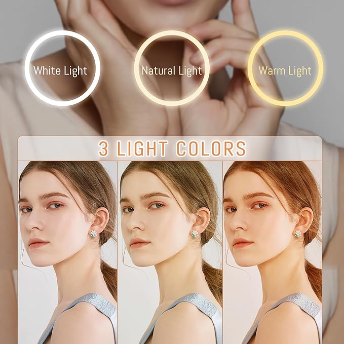 1X/30X Wall Mounted Makeup Mirror with Light, 8" Rechargeable Double-Sided Magnifying Mirror, Vanity Mirror Dimmable 3 Color Light, 360° Extension Rotation Foldable 14.5 Inch Arm, Chrome