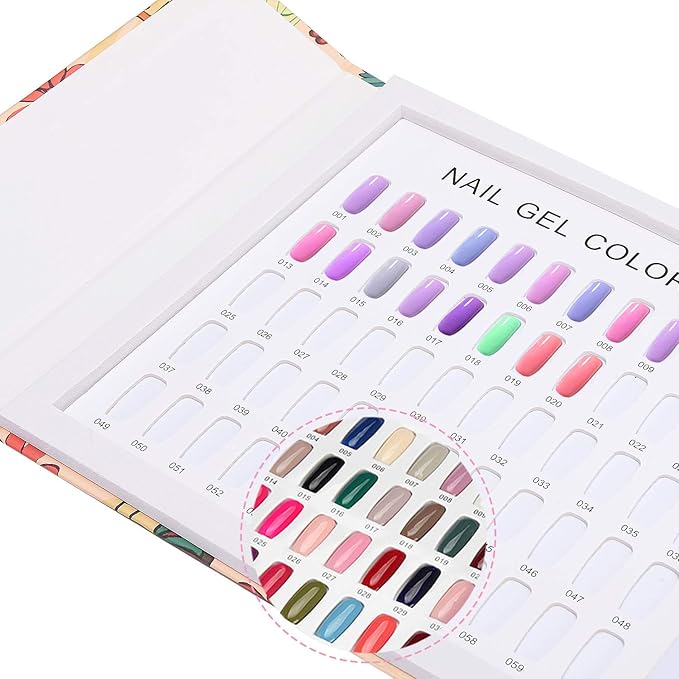 Noverlife 120 Nail Colors Display Book with 120 False Nail Tips, Nail Gel Polish Display Chart, Manicure Salon Studio Nail Art Samples Color Swatches Cardboard Nail Design Showcase