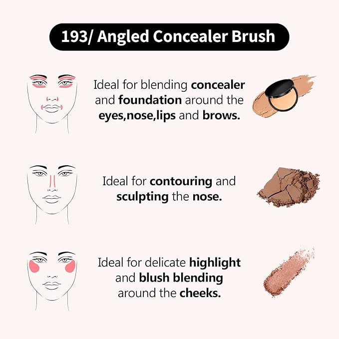 Concealer Brush, Under Eye Makeup Small Angled Precision Face Blending Brush (193 concealer brush-Limited Edition)