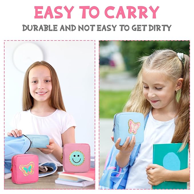 Umigy 12 Pcs Preppy Cosmetic Bags Nylon Mini Makeup Bags Bulk Waterproof Cute Travel Pouch Purse for Her Gifts DIY Daily Use Storage Organizer (Colorful Style)