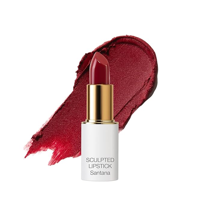 Ogee Full Bloom Sculpted Lipstick (Santana - Cherry Red) - Long Lasting Organic Lipstick with Jojoba Oil & Micro Hyaluronic Acid - 70% Organic Ingredients & Made in USA