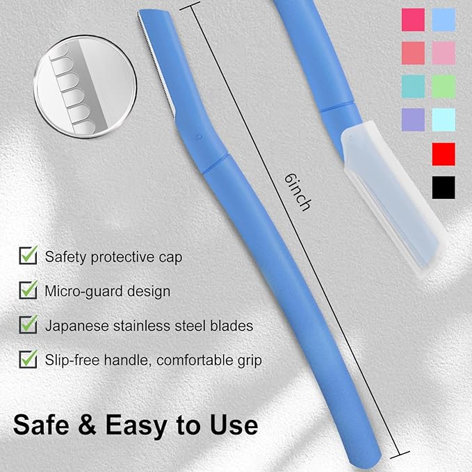 Precision Dermaplane Razor, Face Razors for Women and Men, Eyebrow Razor, Dermaplaning Tool, Peach Fuzz Remover, Skin-friendly Microblades with Protective Cap