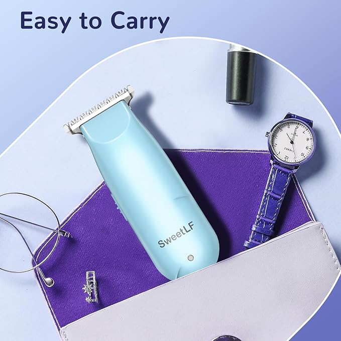SweetLF Bikini Trimmer for Women-Pubic Hair Trimmer for Women's Legs, Arms & Bikini Line, Body Hair Trimmer with 3 Guards, Type-C Charging, Portable, Blue