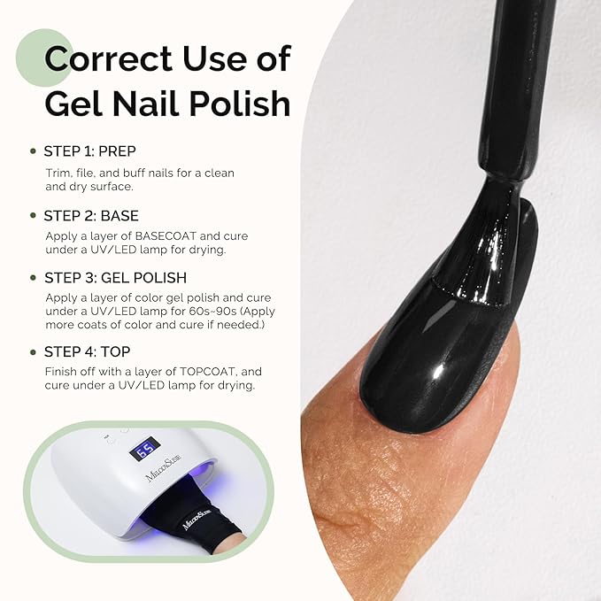 MelodySusie Hema Free Gel Nail Polish, 0.5 Fl Oz Thick Black Gel Polish, Non Toxic, Long Lasting, Soak Off UV Nail Polish, Manicure Nail Design Salon DIY Nail Art at Home 480