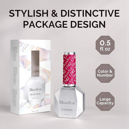 MelodySusie Hot Pink Shimmer Gel Nail Polish,Red 0.5fl oz Soak Off UV LED Pink Diamond Glitter Gel Polish Gift for Women Nail Art Manicure Salon DIY Nail Design Decoration at Home-1742