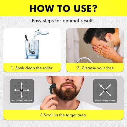 Titanium Derma Roller with 540 Needles for Face, Beard & Hair – Gentle Massage Roller for Daily Skincare Routine – Suitable for Men & Women 0.3 Glossy Black