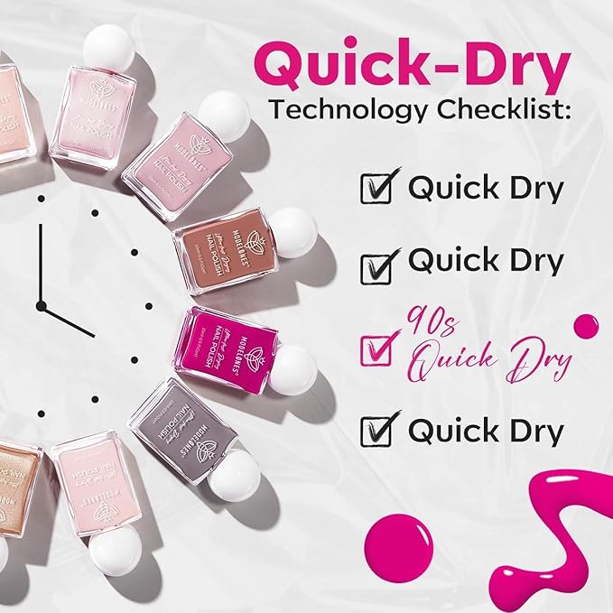 modelones Hot Pink Nail Polish, 15ML Bright Pink Quick Dry Nail Lacquer Strengthener Long Last Shine Fingernail Toe Nail Art DIY Valentine's Day Manicure Gift for Women Girls