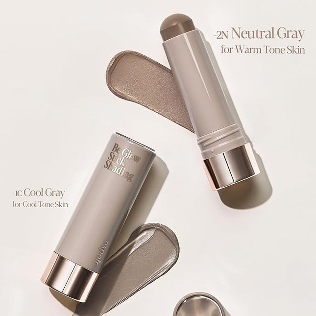 Espoir Be Glow Shading Stick Contour #1 Neutral Gray│Creamy Solid Texture & Smooth Gliding on Face with Hyaluronic Peptide, Well-Blending and Seamless Contouring for Daily Makeup, Natural Color