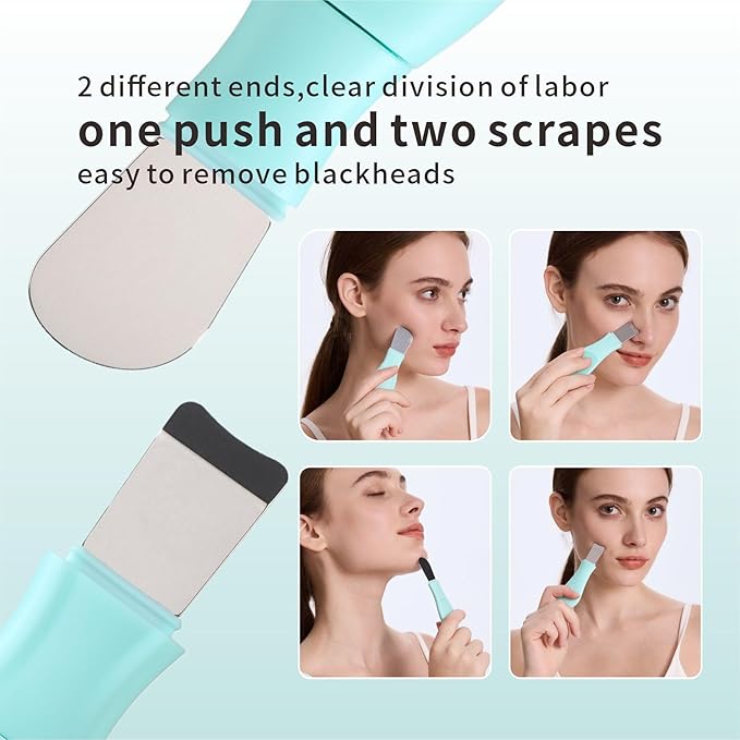 Silicone Face Scrubber Blackhead Remover Tool-2 in 1 Nose Scrubber Black Head Remover for Face Nose, Skin Scrubber Face Spatula for Women Men Pore Cleansing Skin Care(Light Blue)