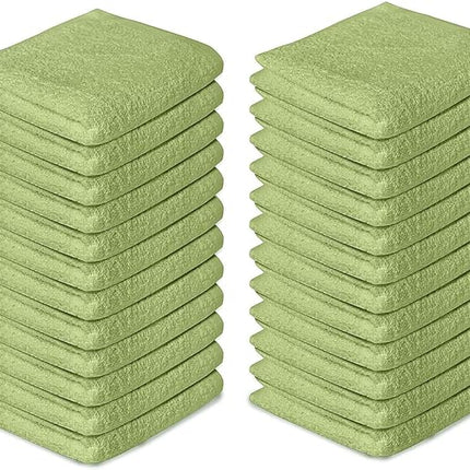 Softolle 100% Cotton Washcloths 60 Pack (12x12 Inches) Soft, Highly Absorbent Washcloth, Face Towels, Wash Cloths for Face, Ring Spun, Bulk Pack (Sage Green)